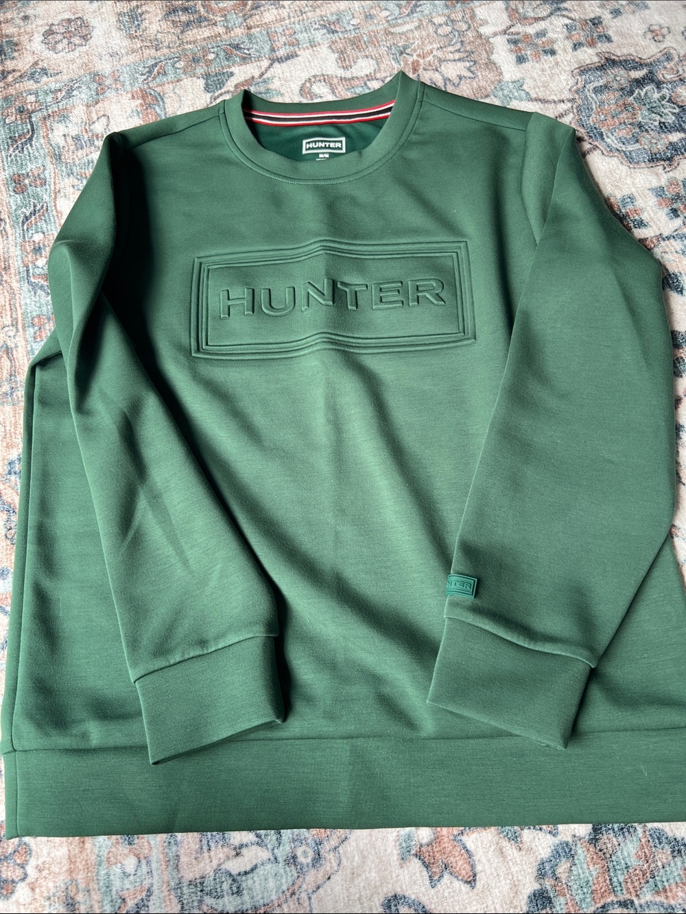 Hunter Forest Green Embossed Logo Crewneck Sweatshirt